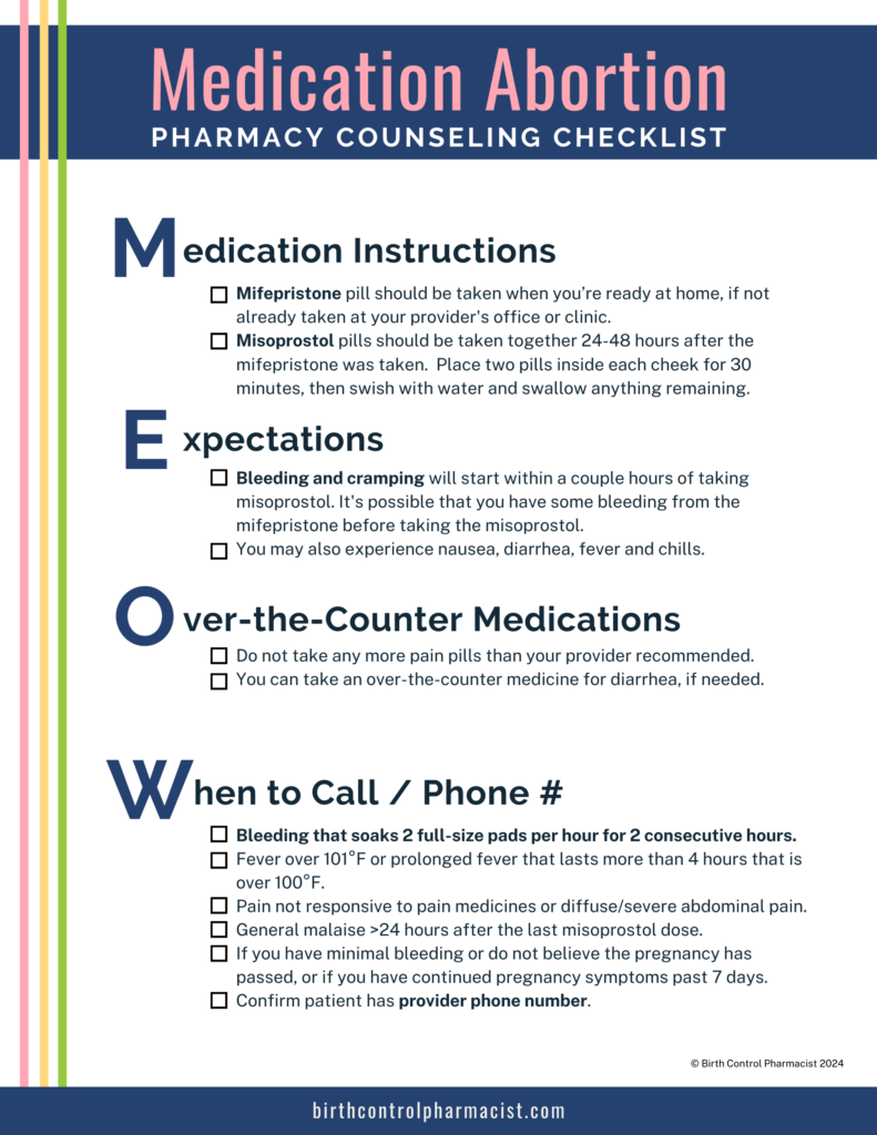 Medication Abortion Pharmacy Counseling Checklist